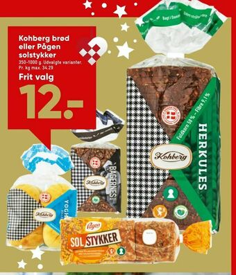 Bilka Kohberg brød eller Pågen solstykker tilbud