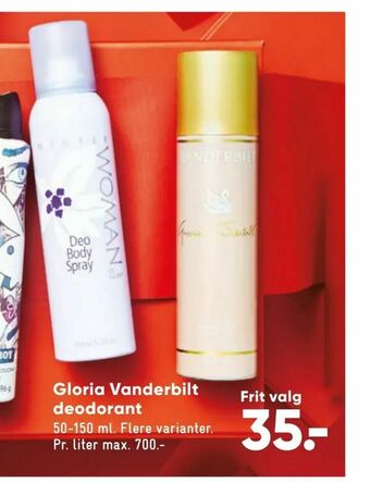 Bilka Gloria Vanderbilt deodorant tilbud