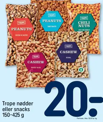 Rema 1000 Trope nødder eller snacks tilbud