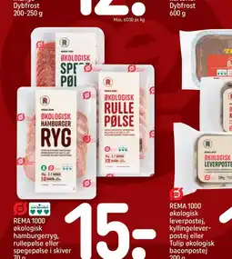 REMA 1000 REMA 1000 økologisk hamburgerryg, rullepølse eller spegepølse i skiver tilbud