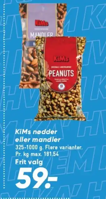 Bilka KiMs nødder eller mandler tilbud