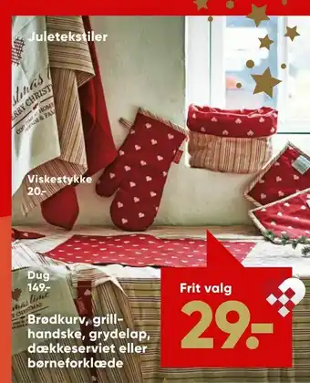 Brødkurv, grill handske, grydelap, dækkeserviet eller børneforklæde