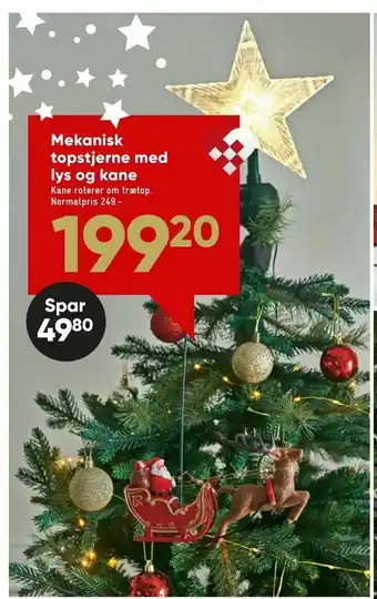 Bilka Mekanisk topstjerne med lys og kane tilbud