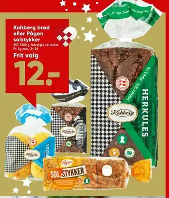 Bilka Kohberg brød eller Pågen solstykker tilbud