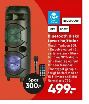 Bilka Blue tooth disko tower højttaler tilbud