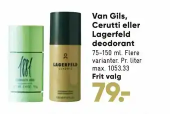 Bilka Van Gils, Cerutti eller Lagerfeld deodorant tilbud