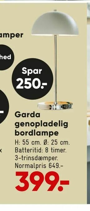 Garda genopladelig bordlampe