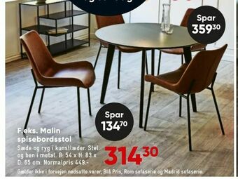 Bilka Malin spisebordsstol tilbud