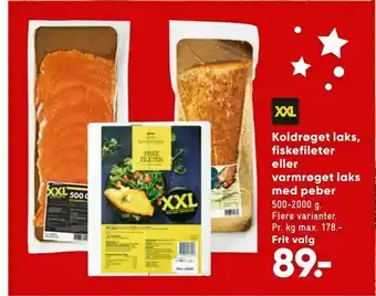 Bilka Koldrøget laks, fiskefileter eller varmrøget laks med peber tilbud