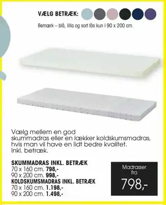 Skummadras inkl. betræk
