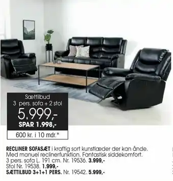 Daells Bolighus Sættilbud 3 pers. sofa + 2 stol tilbud