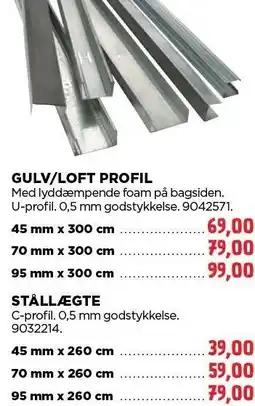 jem & fix GULV/LOFT PROFIL ELLER STÅLLÆGTE tilbud