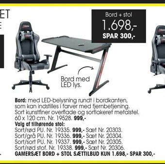 Daells Bolighus Gamersæt bord + stol sættilbud tilbud