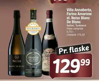 Fakta Tyskland Villa Annaberta, Farina Amarone el. Neiss Blanc De Blanc tilbud