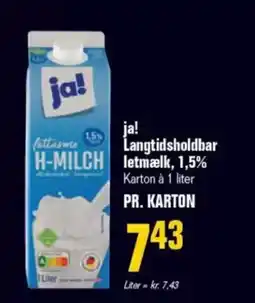 Otto Duborg JA! Langtidsholdbar letmælk, 1,5% tilbud