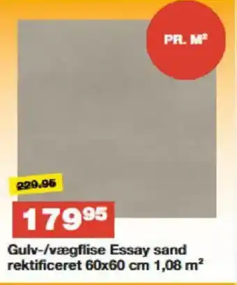 Bauhaus Gulv-/vægflise Essay sand rektificeret 60x60 cm 1,08 m tilbud