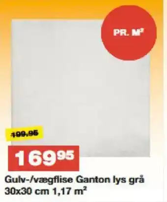 Bauhaus Gulv-/vægflise ganton mørk grå gulv-/vægflise ganton lys grå 30x30 cm 1,17 m tilbud