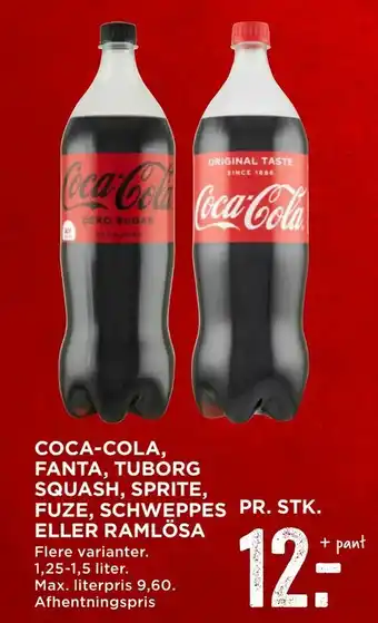 MENY Coca-cola, fanta, tuborg squash, sprite, fuze, schweppes eller ramlösa tilbud