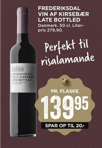 MENY Frederiksdal vin af kirsebær late bottled tilbud