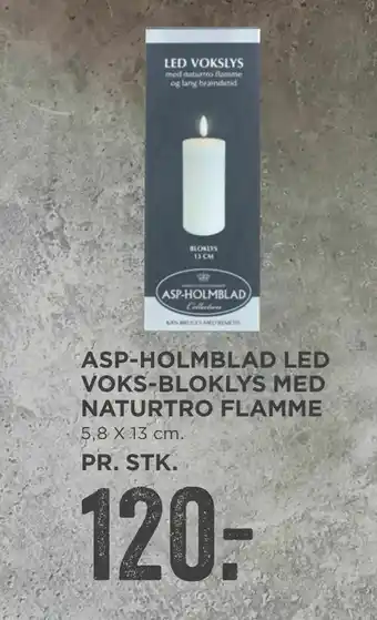 MENY Asp-holmblad led voks-bloklys med naturtro flamme tilbud