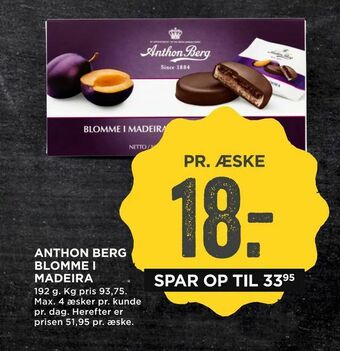 MENY Anthon berg blomme i madeira tilbud