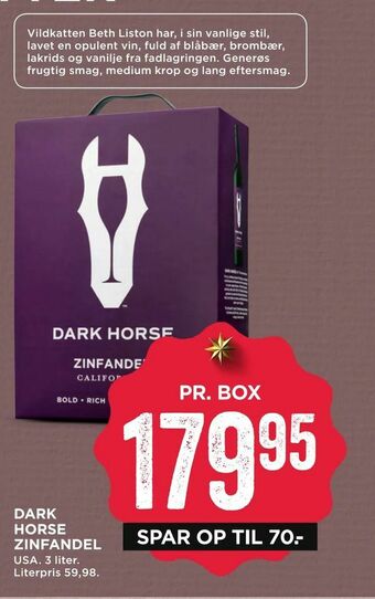 MENY Dark horse zinfandel tilbud