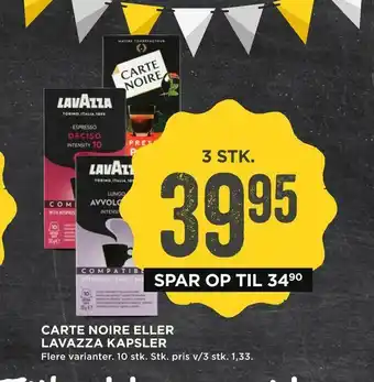 MENY Carte noire eller lavazza kapsler tilbud