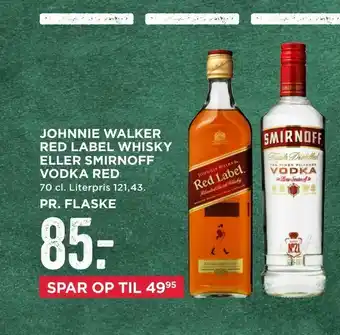 MENY Johnnie walker red label whisky eller smirnoff vodka red tilbud