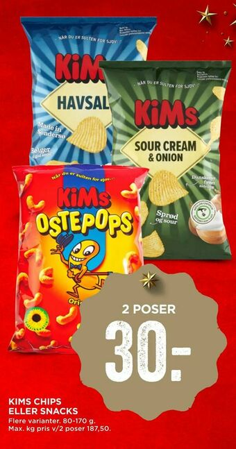 MENY Kims chips eller snacks tilbud