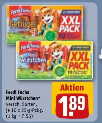 REWE Ferdi Fuchs Mini Würstchen* tilbud