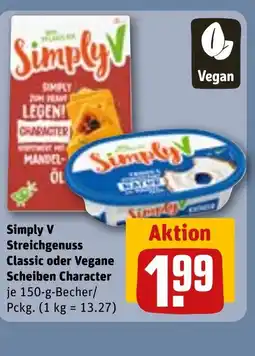 REWE Simply V Streichgenuss Classic oder Vegane Scheiben Character tilbud