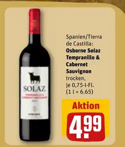 REWE Spanien/Tierra de Castilla: Osborne Solaz Tempranillo & Cabernet Sauvignon trocken, tilbud