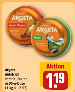 REWE Argeta Aufstrich versch. Sorten, tilbud