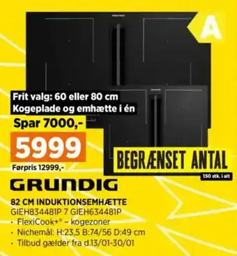 Power Grundig induktionsemhætte gieh834481p 7 gieh634481p flexicook+ - kogezoner tilbud