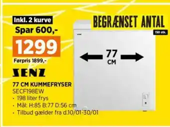 Power Senz SECF198EW kummefryser tilbud