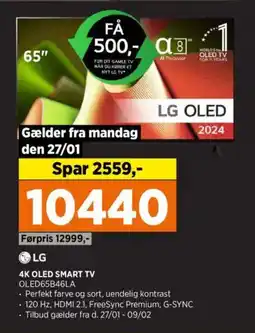 Power Lg 4k oled smart tv OLED65B46LA tilbud