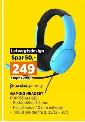 Power GAMING HEADSET PDPPS5ALHSBL tilbud