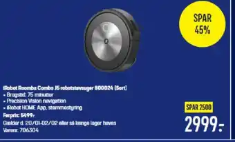 Elgiganten iRobot Roomba Combo J5 robotstøvsuger 800024 (Sort) tilbud