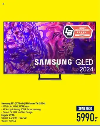 Elgiganten Samsung 55 Q77D 4K QLED Smart TV (2024) tilbud