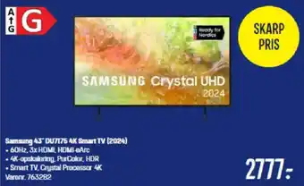 Elgiganten Samsung 43 DU7175 4K Smart TV (2024) tilbud