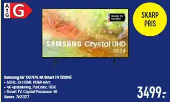 Elgiganten Samsung 55 DU7175 4K Smart TV (2024) 60Hz, 3x HDMI, HDMI-BArc tilbud