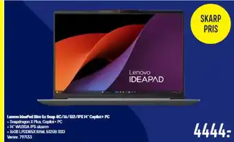 Elgiganten Lenovo IdeaPad Slim 5x Snap-8C/16/512/IPS 14" Copilot+ PC tilbud