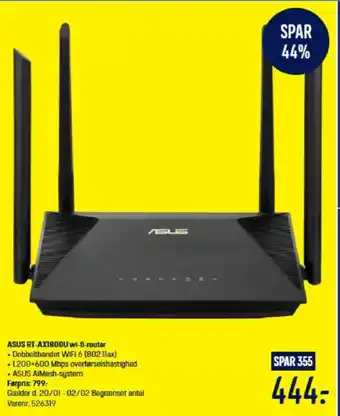 Elgiganten Asus rt-ax1800u wi-fl-router tilbud