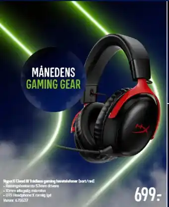 Elgiganten HyperX Cloud III Tradiese gaming høretelefoner (sort/red] tilbud