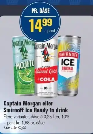 Otto Duborg Captain Morgan eller Smirnoff Ice Ready to drink tilbud