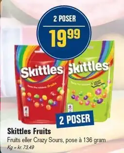 Otto Duborg Skittles Fruits - 2 poser tilbud