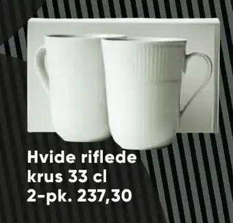 Hvide riflede krus 33 cl