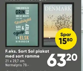 Bilka Sort Sol plakat med sort ramme tilbud