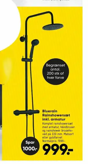 Bluerain Rainshowersæt inkl. armatur