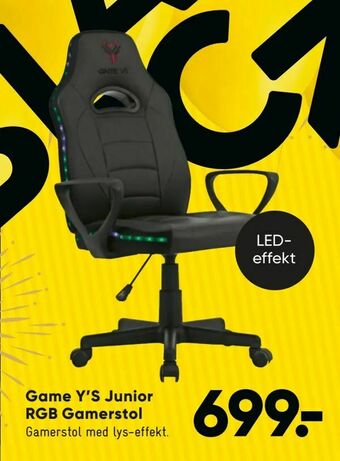 Bilka Game Y'S Junior RGB Gamerstol tilbud